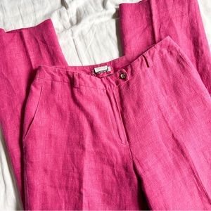 Vintage Binns 100% Linen Pink Cropped Trouser Pants